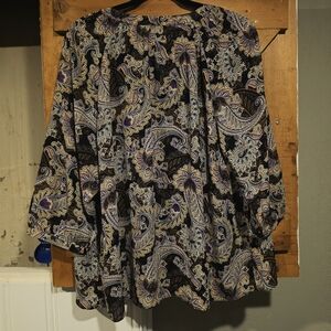 Rose & Olive Black and Gold Paisley Blouse
